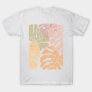 Abstract Patel Colors Monstera Leaves 4 T-Shirt